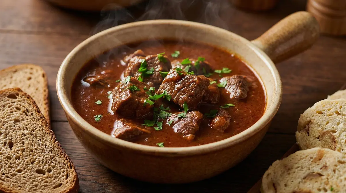 Hovězí guláš - tradiční český recept s bohatou omáčkou