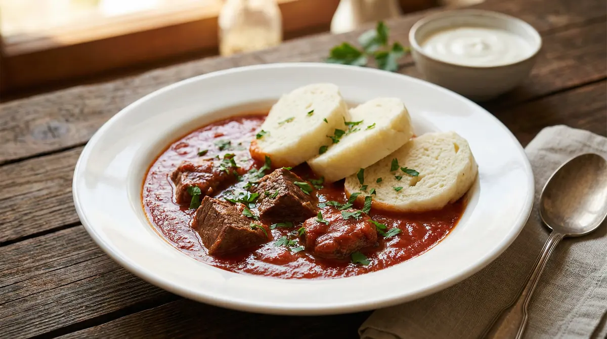 Rajská omáčka - klasický český recept s hovězím masem